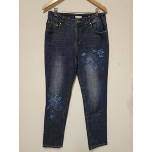 Eric women’s Floral Embroidered Basic Stretch denim Jean Size 10